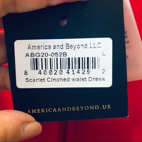 America & Beyond/RED/NWT/ woman’s/ Anya SheerScarlet Cinched waist Dress/ L / - Picture 13 of 16